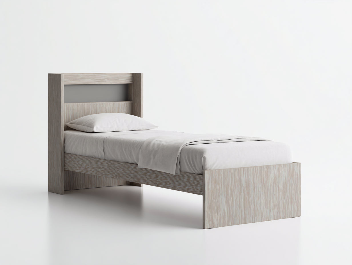 Camas individuales de madera clara 208x103x112 cm - para dormitorio - diseño moderno