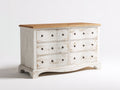 Cómoda de madera 140x45x85 cm - blanco y marrón - estilo rústico con 6 cajones