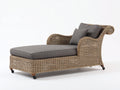 Tumbonas de ratán trenzado natural 192x76x90 cm - para jardín - diseño con ruedas