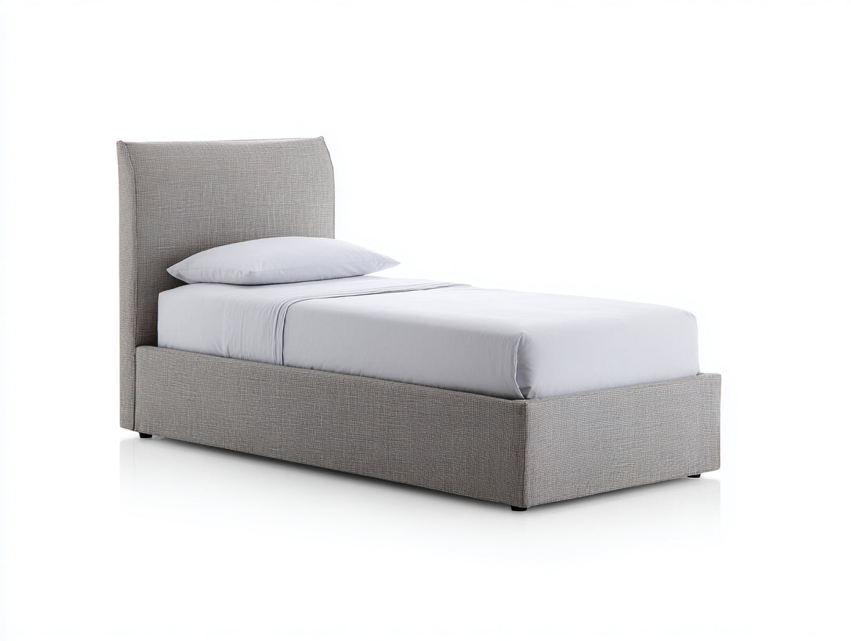 Camas individuales tapizada en tela gris 204x102x108 cm - para dormitorio - diseño moderno