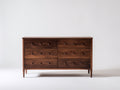 Cómoda de madera 145x43x80 cm - marrón - diseño moderno con 6 cajones