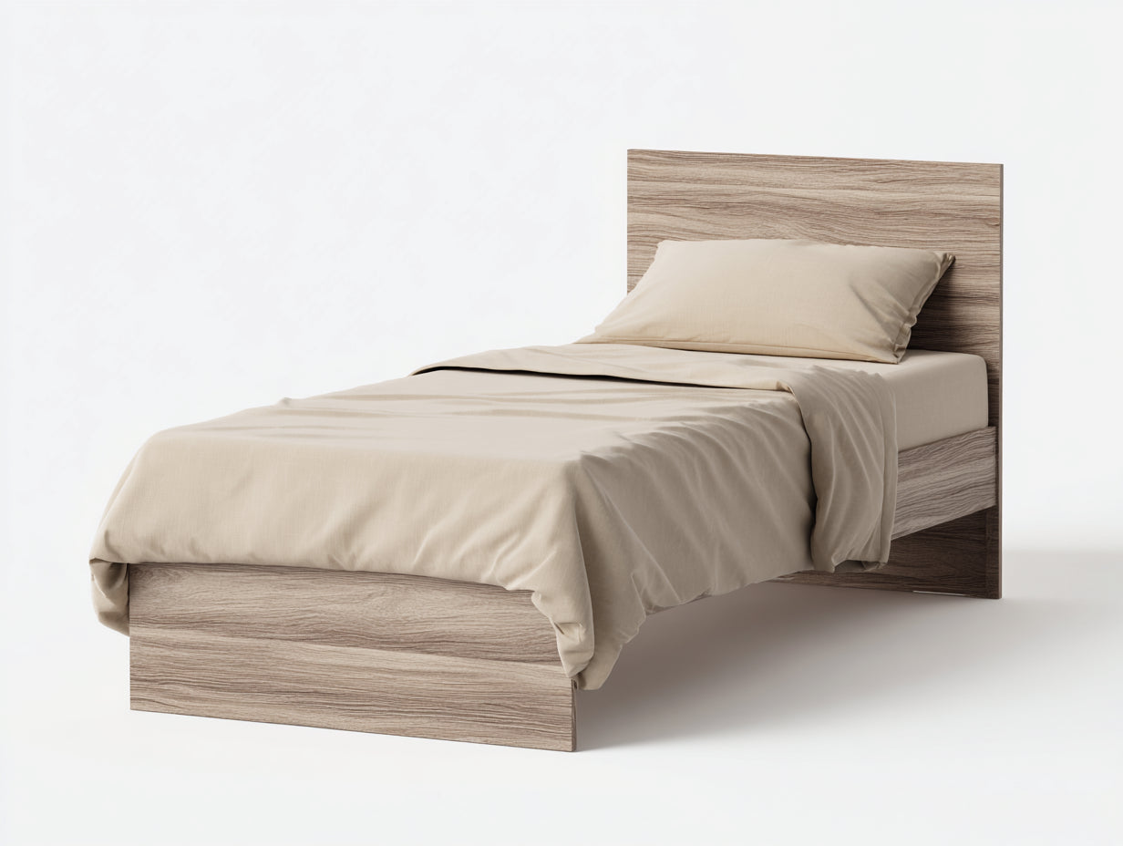 Camas individuales 205x98x100 cm - madera en color marrón para dormitorio - diseño moderno