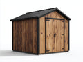 Caseta de jardín de madera 220x180x210 cm - marrón y negro - diseño rústico con 2 puertas