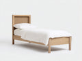 Camas individuales de madera natural 206x99x105 cm - para dormitorio - cabecero de rejilla