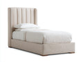 Camas individuales tapizado en tela 205x105x118 cm beige para dormitorio - diseño moderno