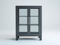 Estantería vitrina de madera y vidrio 80x35x120 cm - gris - diseño moderno con 2 puertas