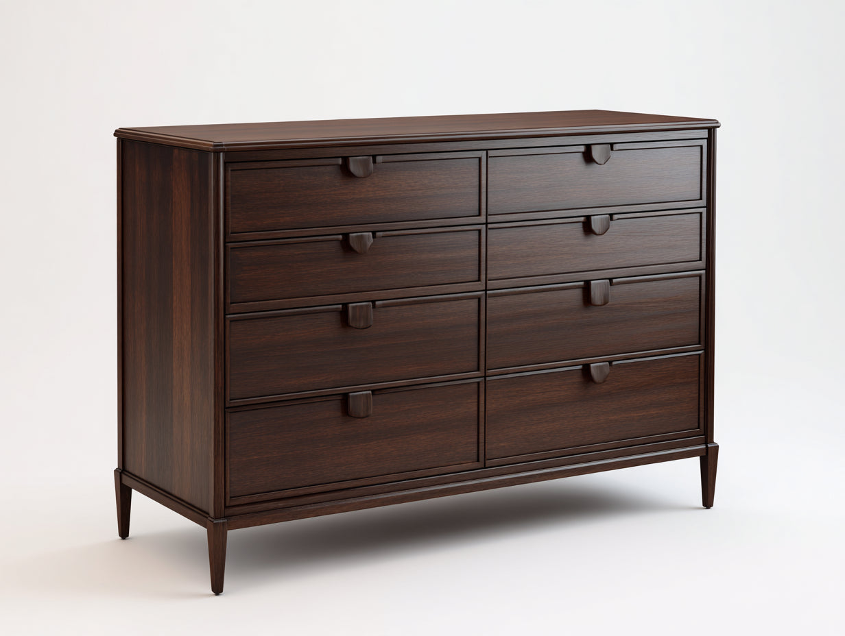 Cómodas madera 140x45x90 cm nogal oscuro estilo clásico