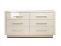 Cómodas de madera 120x45x80 cm - beige - para dormitorio - 6 cajones - estilo moderno
