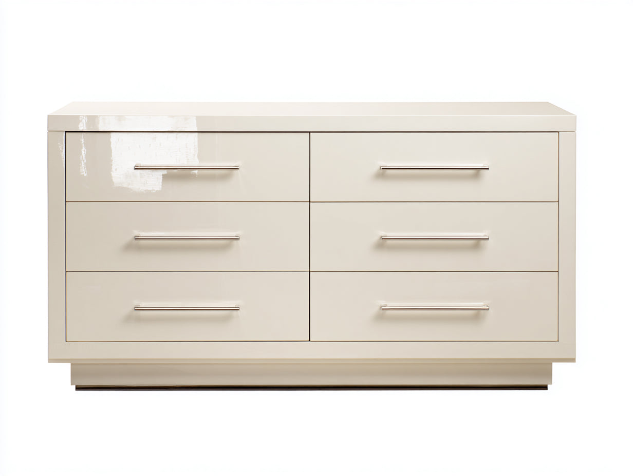 Cómodas de madera 120x45x80 cm - beige - para dormitorio - 6 cajones - estilo moderno