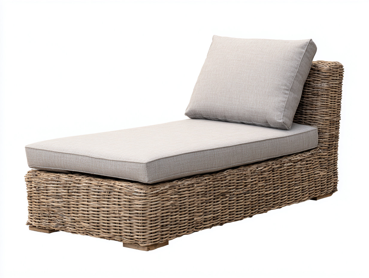 Tumbonas ratán y tela 170x70x85 cm natural beige estilo mediterráneo