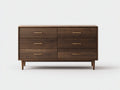 Cómodas de madera 138x44x76 cm - marrón - para dormitorio - 6 cajones - estilo moderno