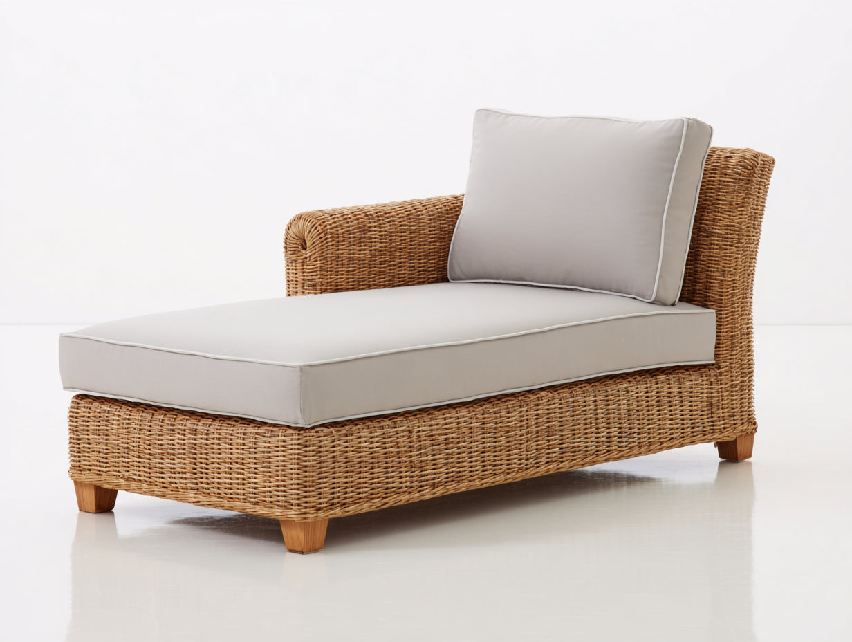 Tumbonas ratán y tela 170x70x85 cm natural beige estilo mediterráneo