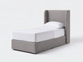 Camas individuales 205x100x118 cm - tela gris y cabecero alto tapizado - diseño moderno para dormitorio