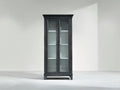 Estanterías de madera negra con puertas de vidrio 80x38x185 cm - para salón - estilo clásico