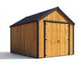 Casetas de jardín de madera y metal 300x240x230 cm - marrón-negro - para exterior - 2 puertas - estilo moderno