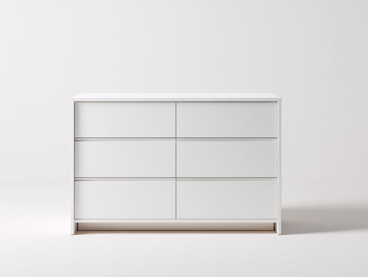 Cómodas de madera blanca 118x40x76 cm - para dormitorio - diseño moderno