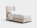 Camas individuales tapizada en tela beige 205x100x110 cm - para dormitorio - diseño moderno