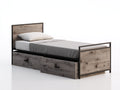 Camas individuales madera y metal 200x100x100 cm roble envejecido con almacenamiento diseño industrial