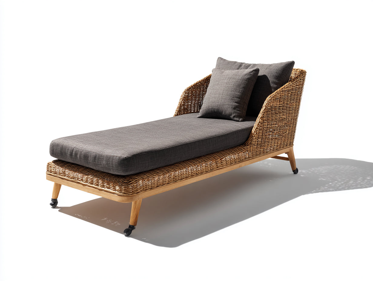 Tumbonas ratán 175x72x84 cm natural y gris oscuro para jardín - diseño moderno