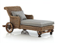 Tumbonas de ratán y madera 190x78x98 cm - marrón-gris - para jardín - con ruedas - estilo rústico